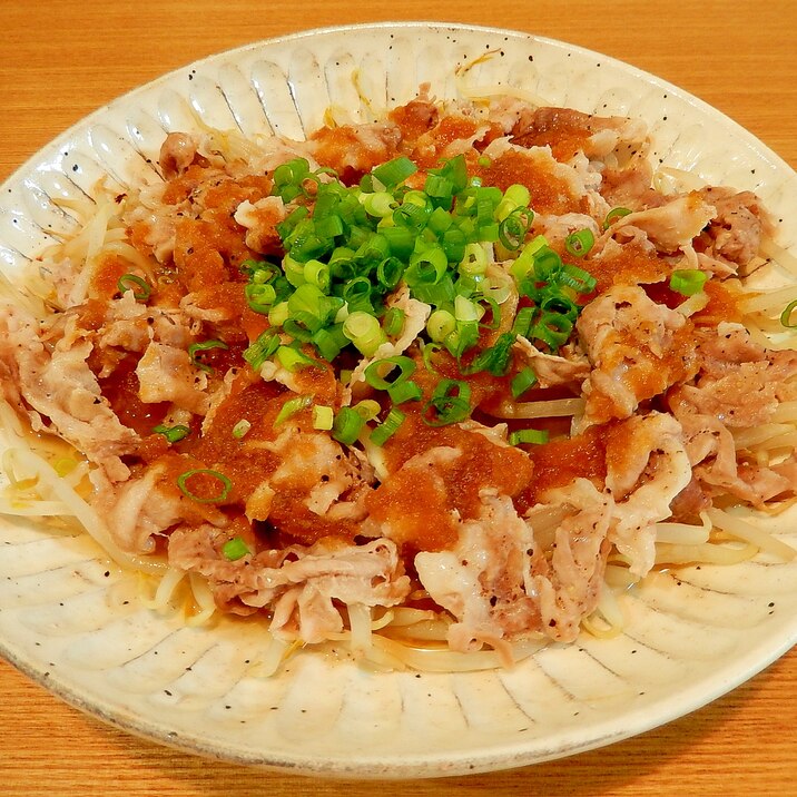 レンジで簡単！豚肉ともやしの蒸ししゃぶ☆